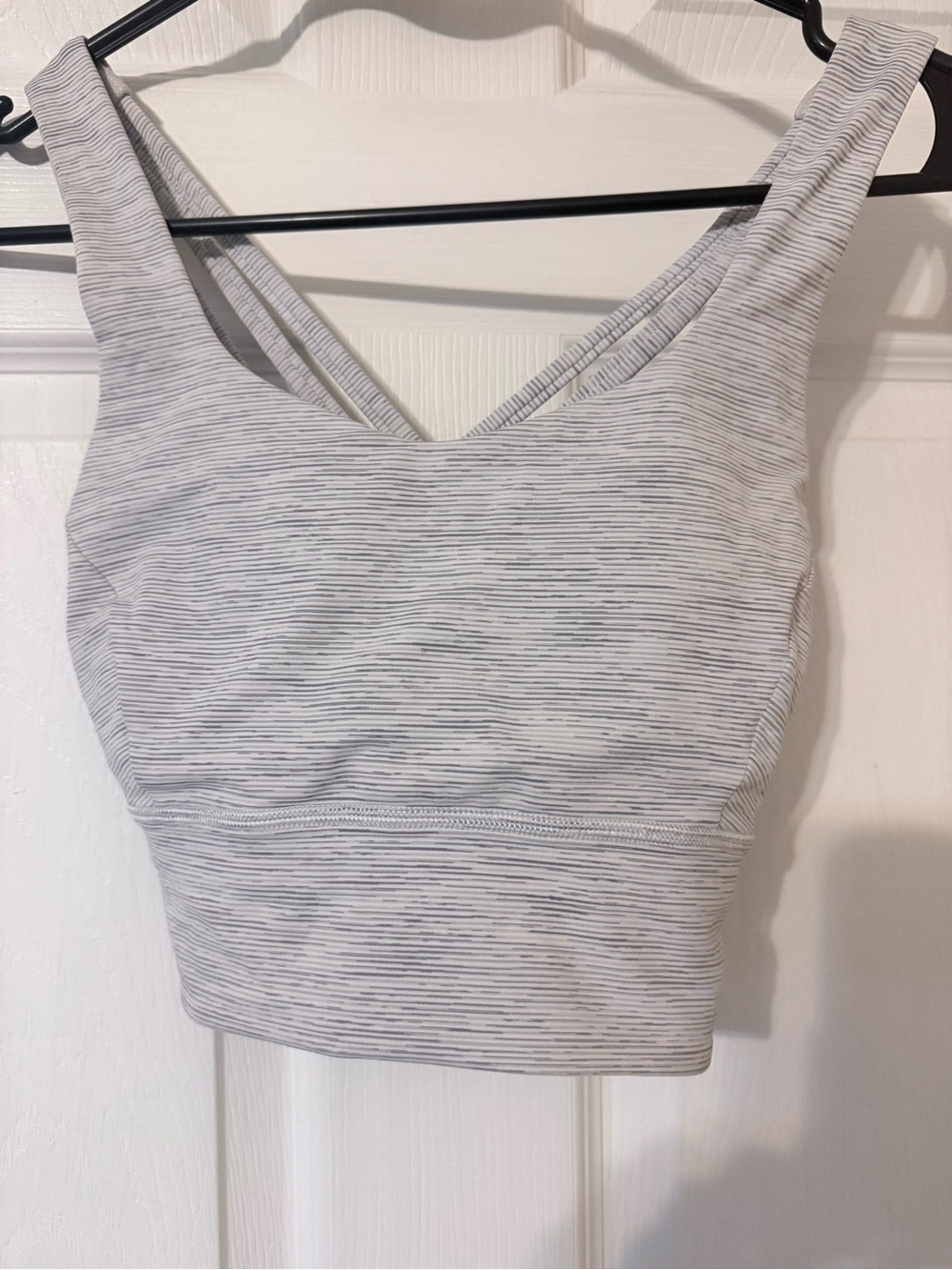 lululemon athletica Light Gray Striped Supportive Sports Bra